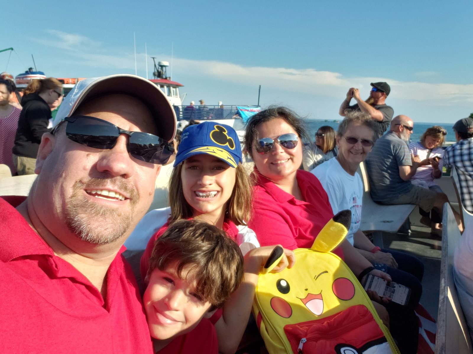 All of us on the ferry leaving Mackinac Island