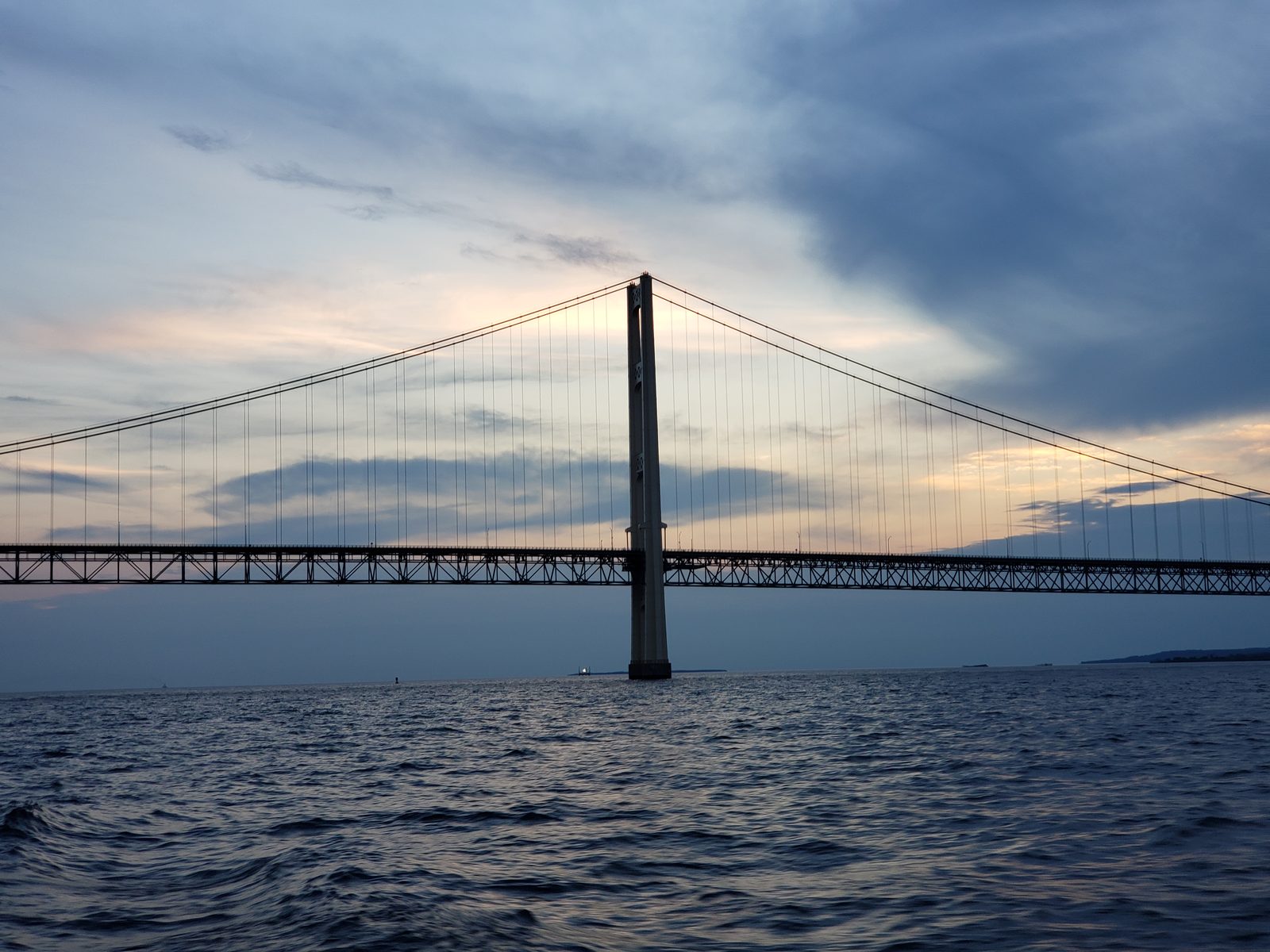 Sunset under the Mackinac Bridge