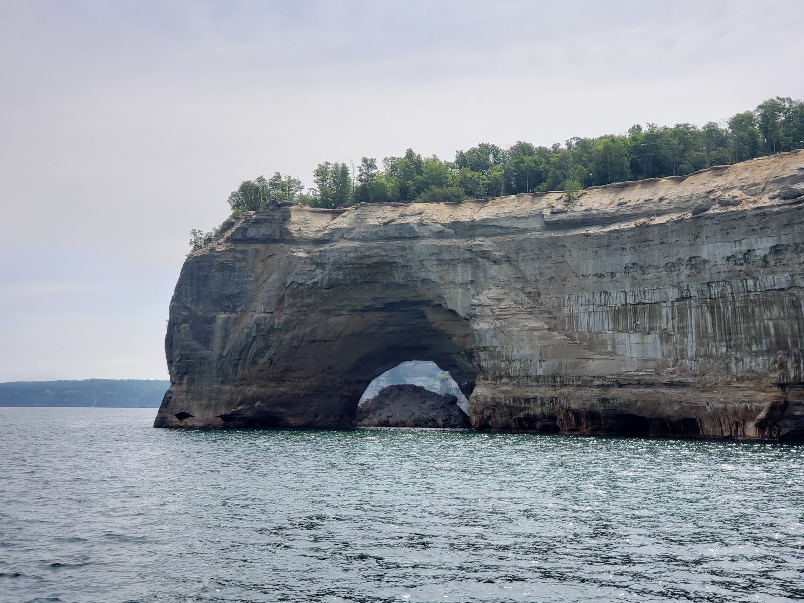 Cliff arch from the boat at Pictured Rocks
