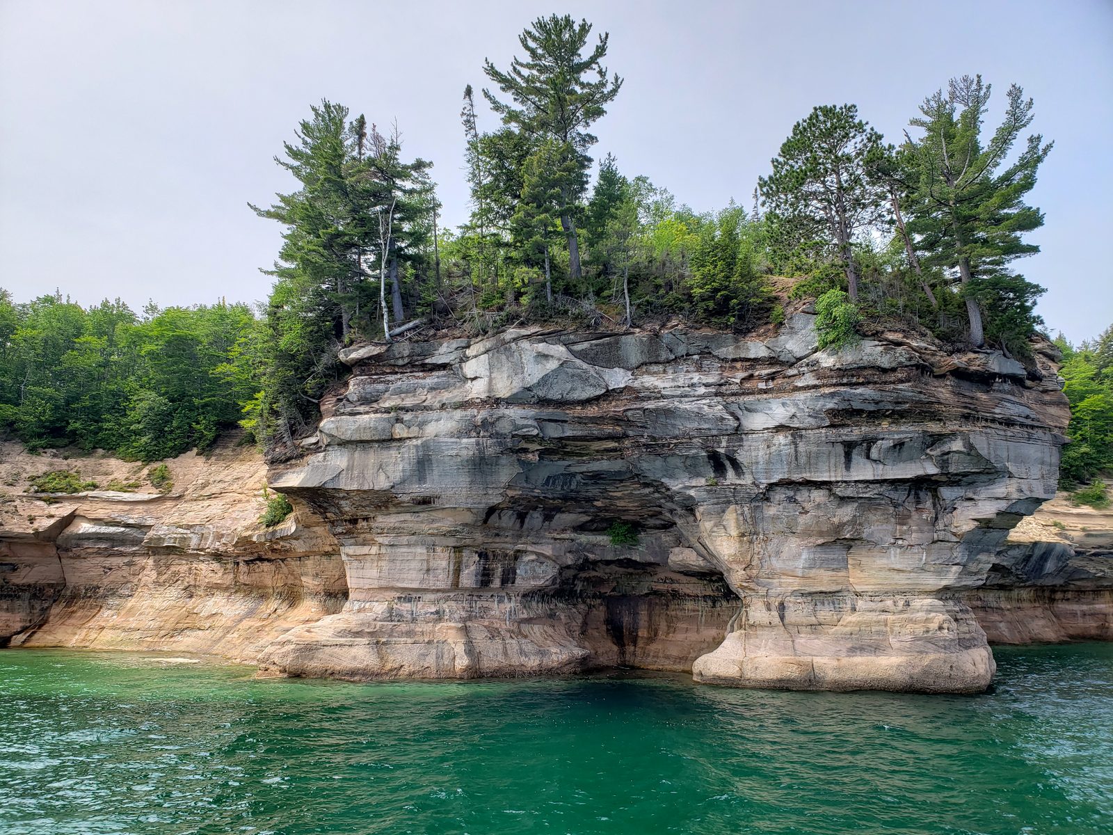 Trees crowning the rocks at Pictured Rocks