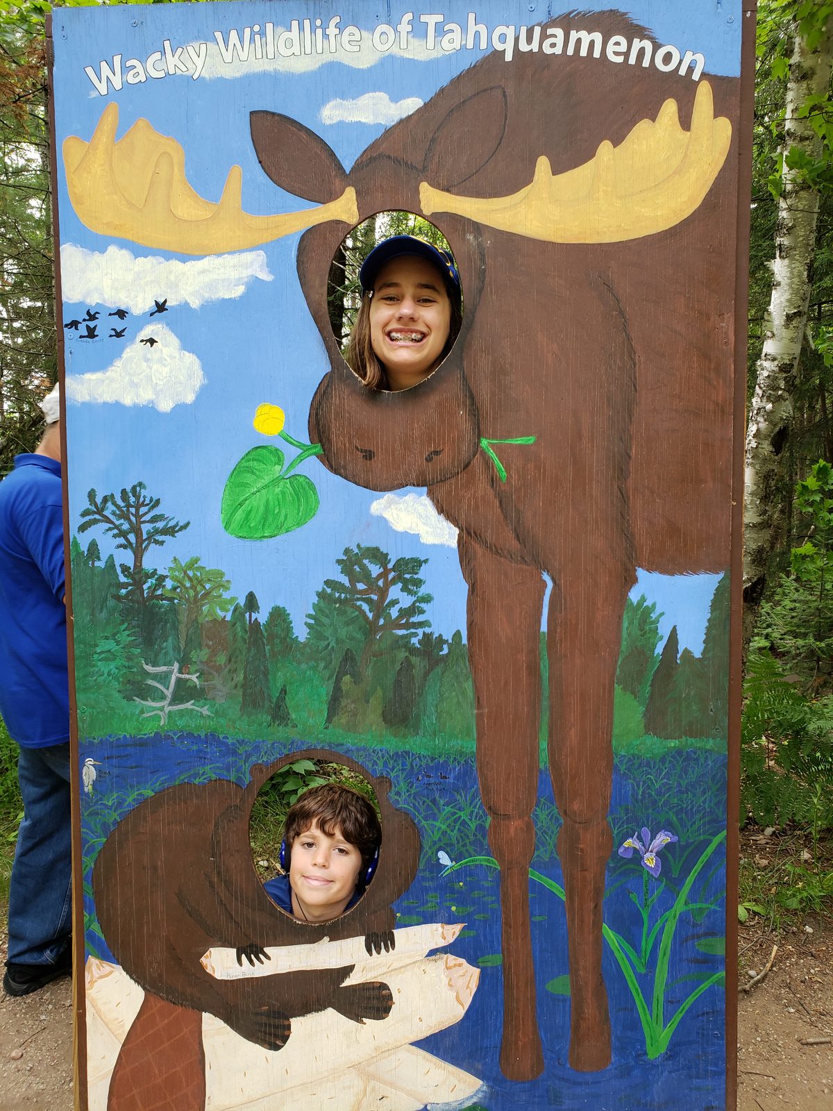 Lisa and Thomas in the moose cutout