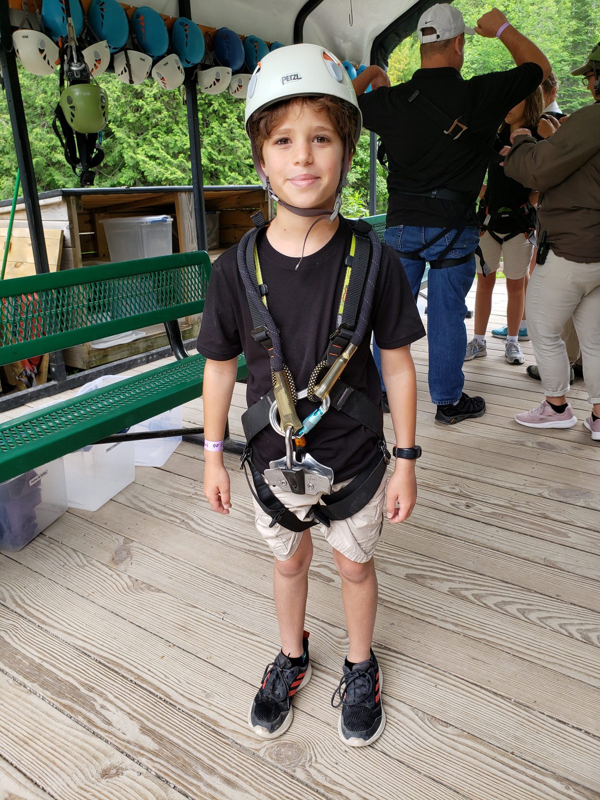 Thomas ready to zipline at Mill Creek