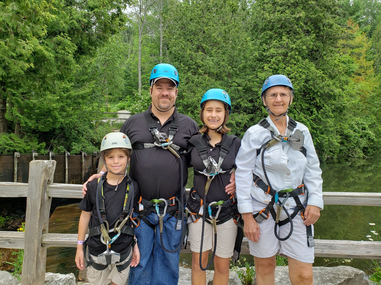 Michael, Thomas, Lisa and Grandma, geared up