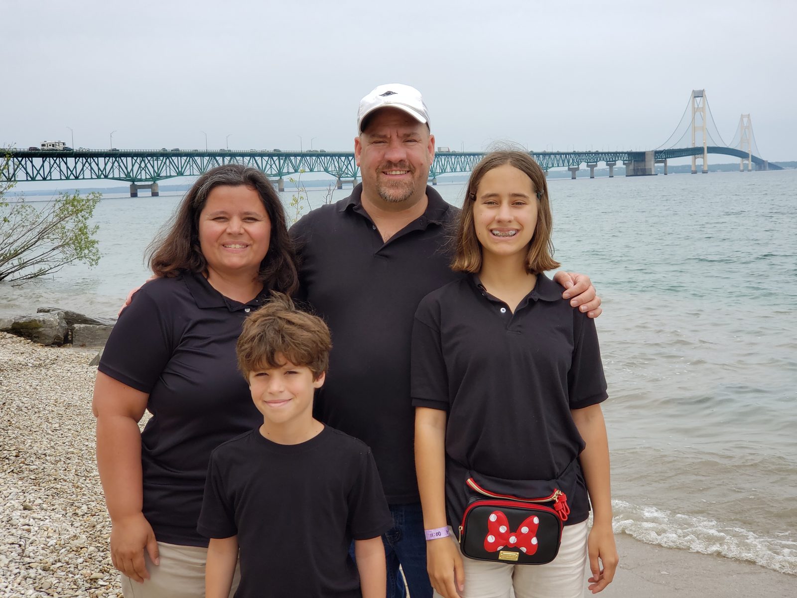 Kathy, the kids and me, the bridge behind us