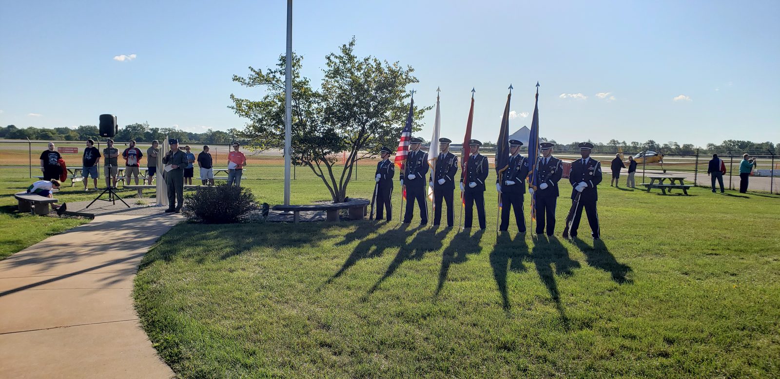 The color guard ceremony on the lawn