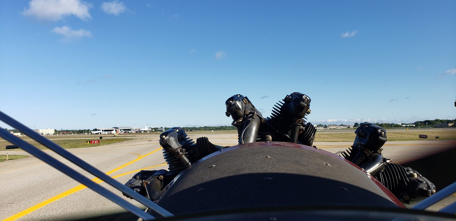 The view over the engine in flight
