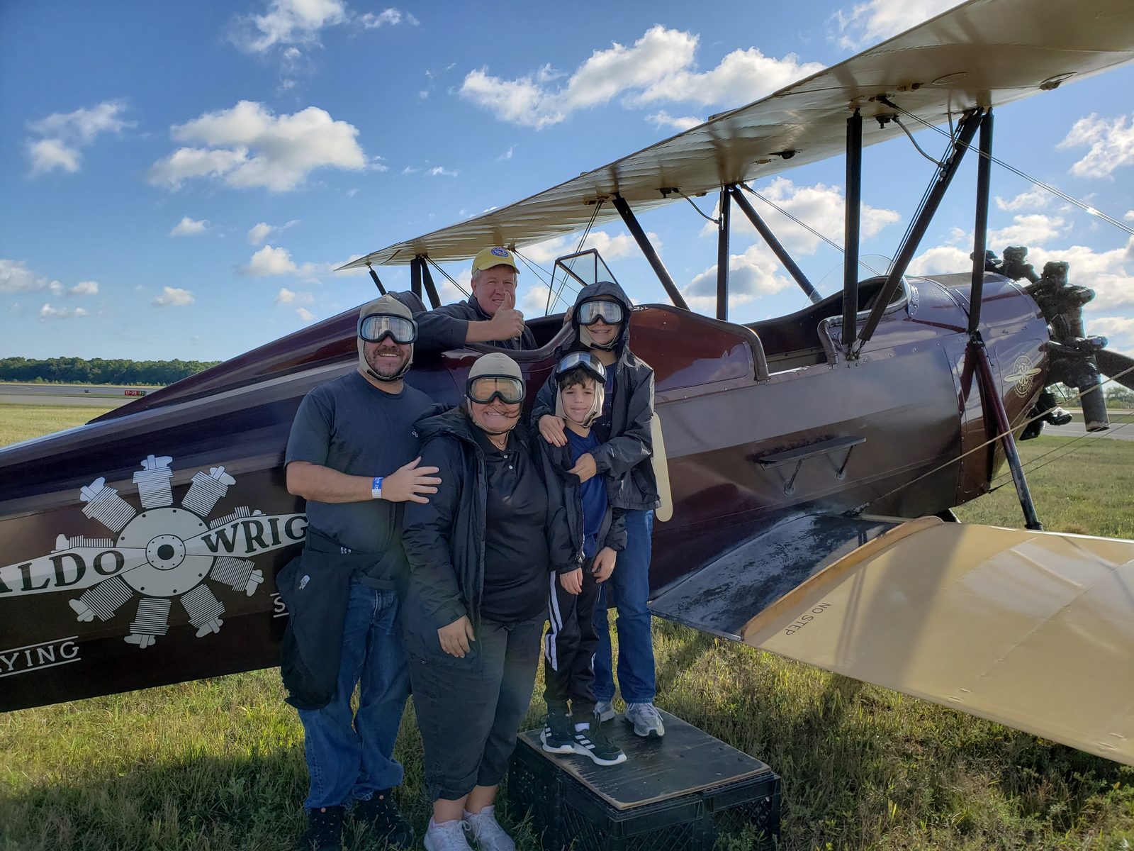 Kathy, Lisa, Thomas and Michael ready for our biplane flight at the Air Zoo