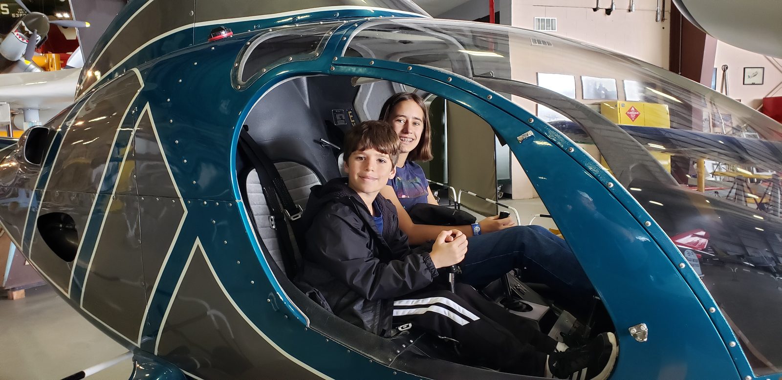 Lisa and Thomas in a flight simulator dome