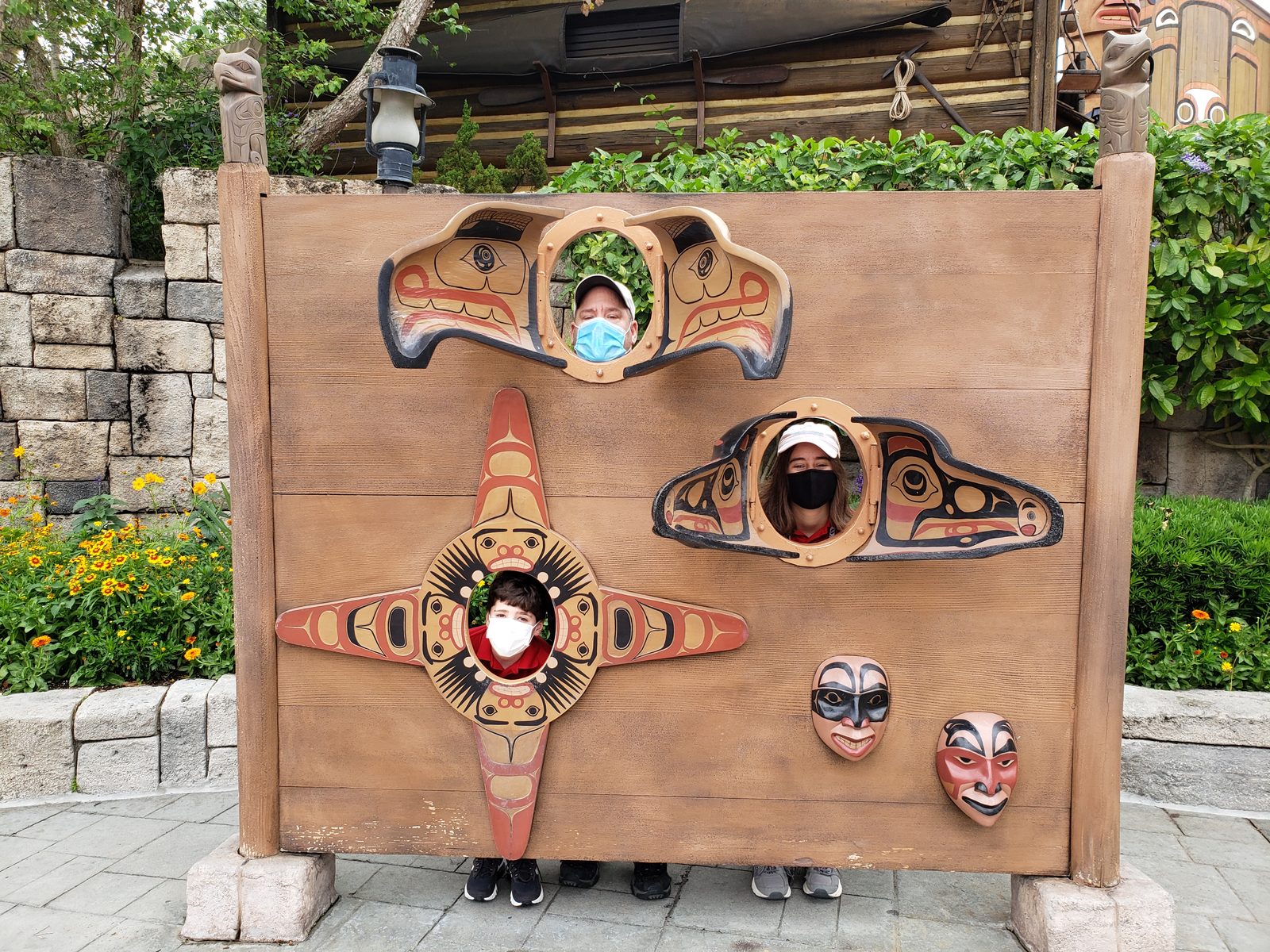 In the totem pole cutouts at Canada