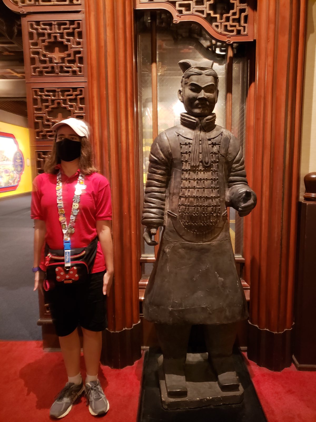 Lisa beside the terra cotta warrior at China