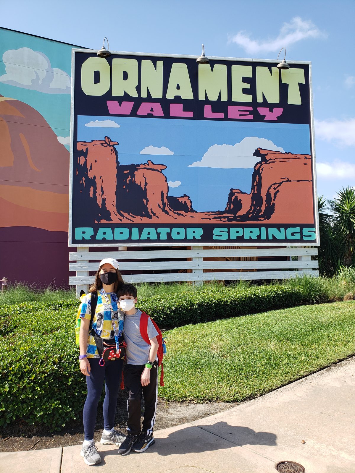 At the Radiator Springs sign at Art of Animation