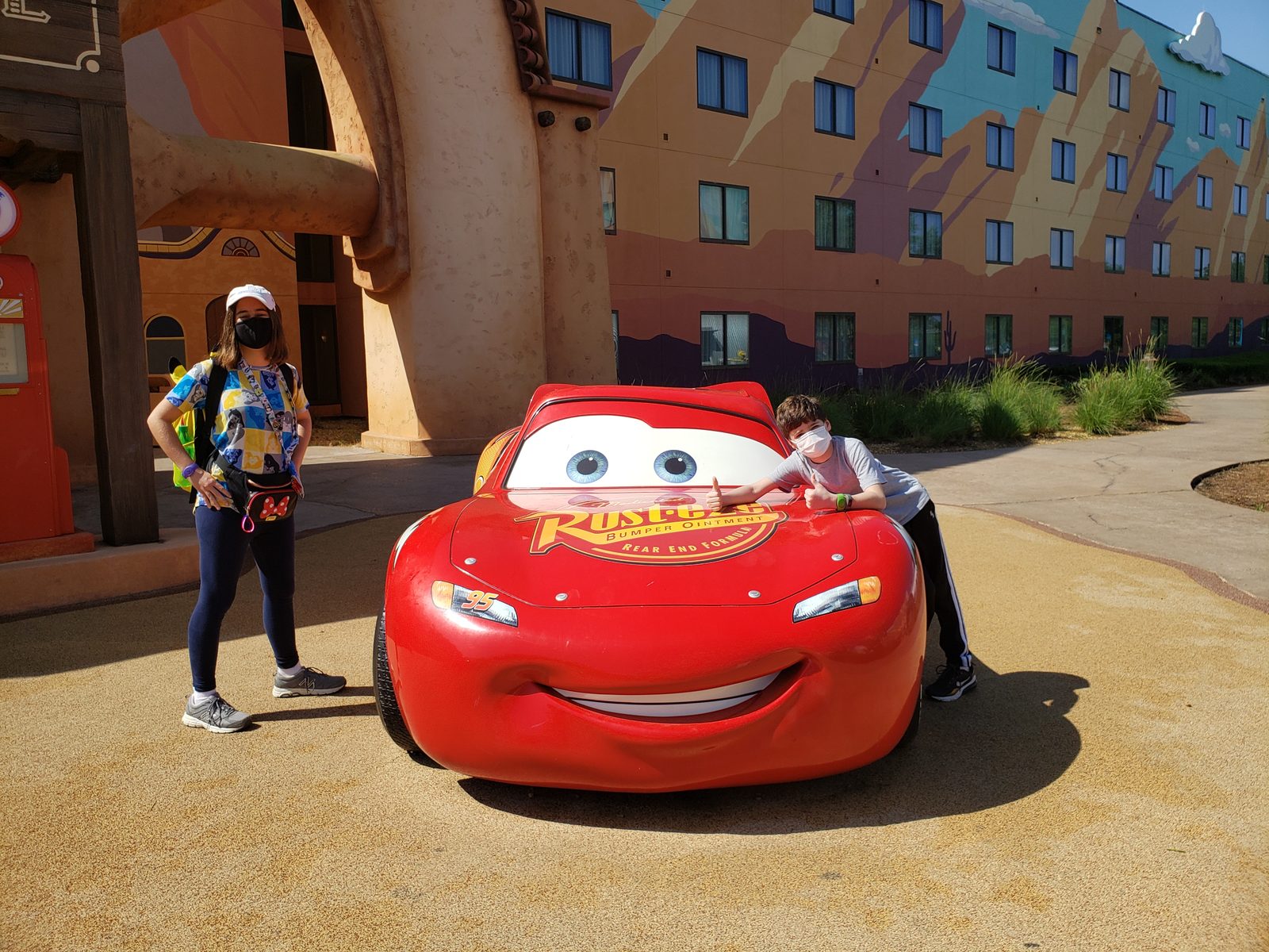 Lisa and Thomas with Lightning McQueen