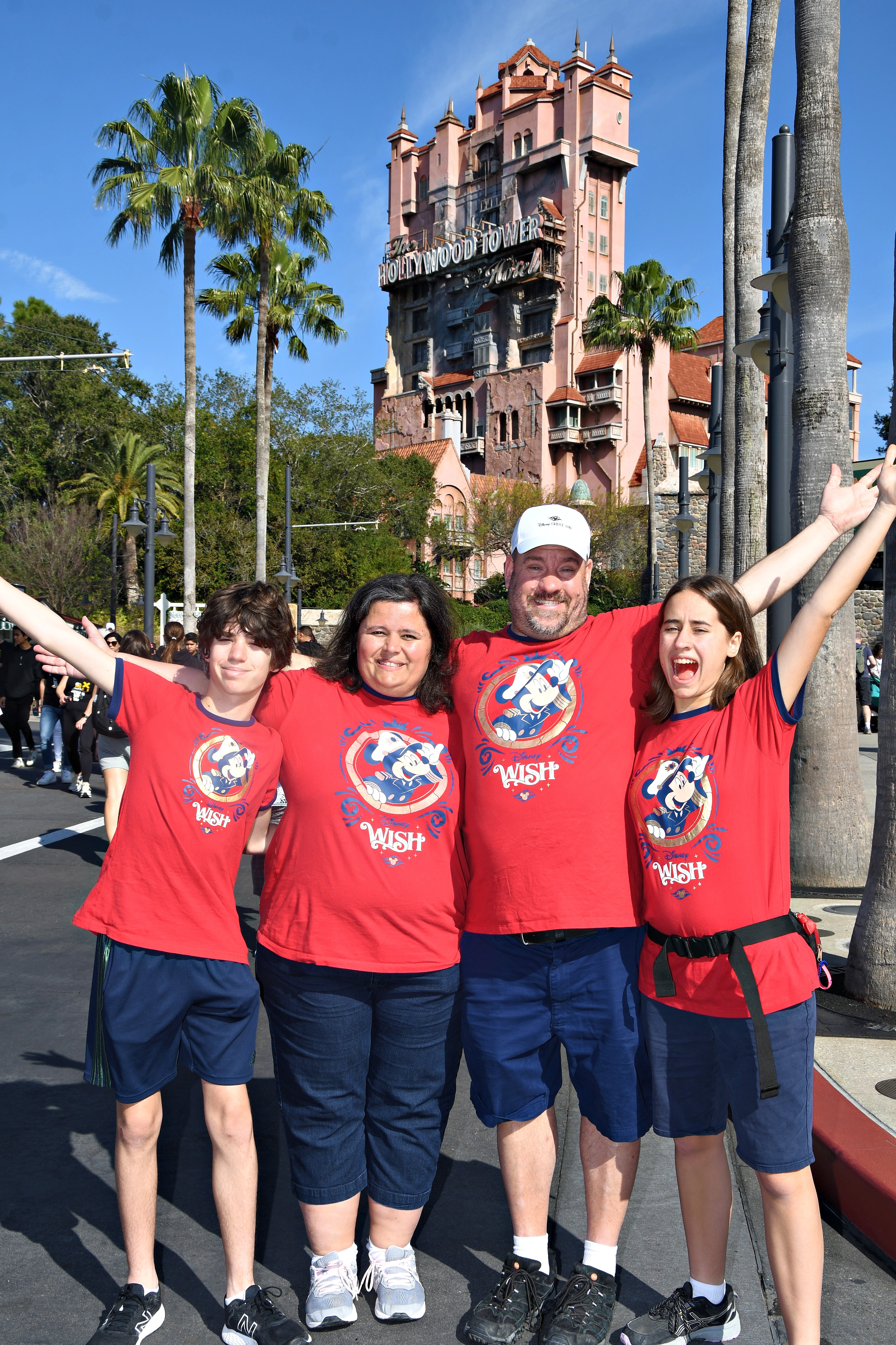 All four of us with the Tower of Terror behind us