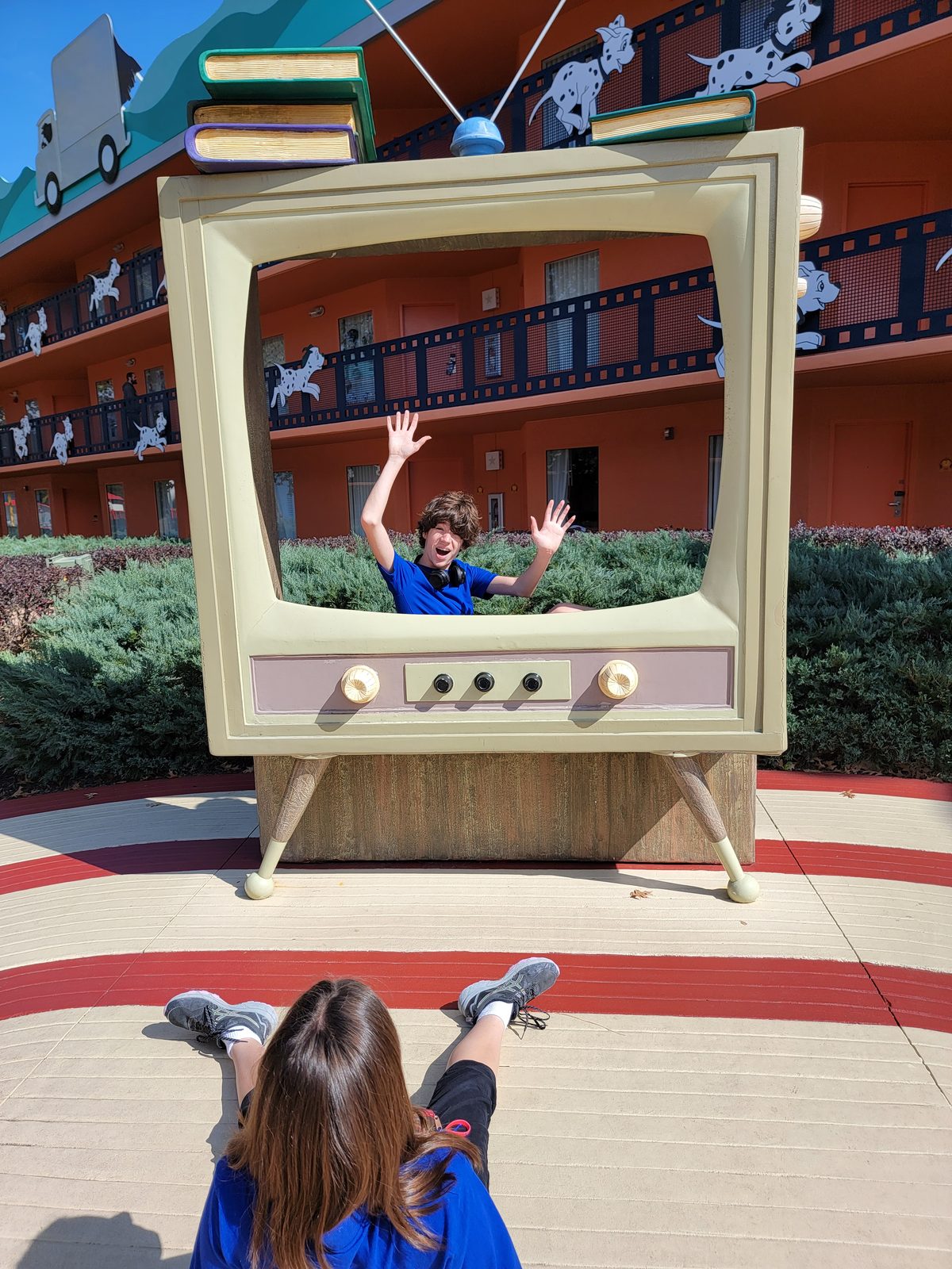 Waving through the giant TV at All-Star Movies
