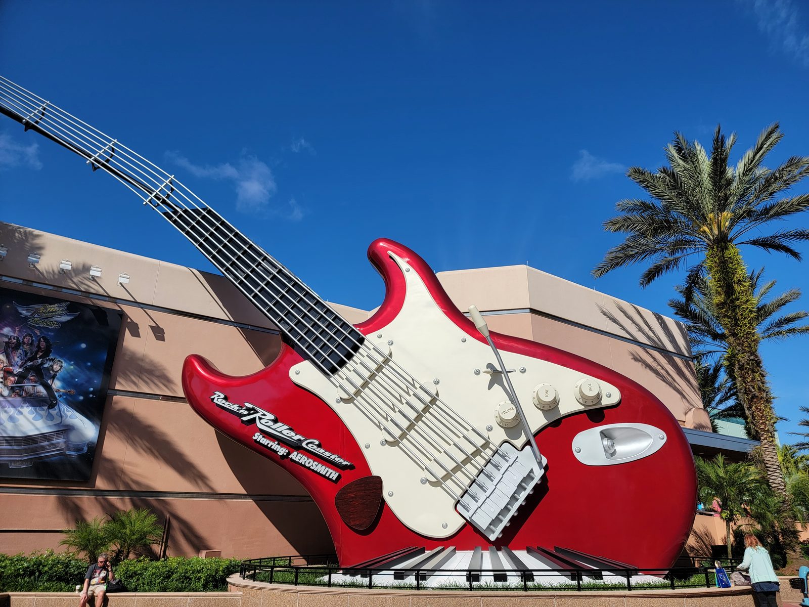 The giant guitar at Rock 'n' Roller Coaster