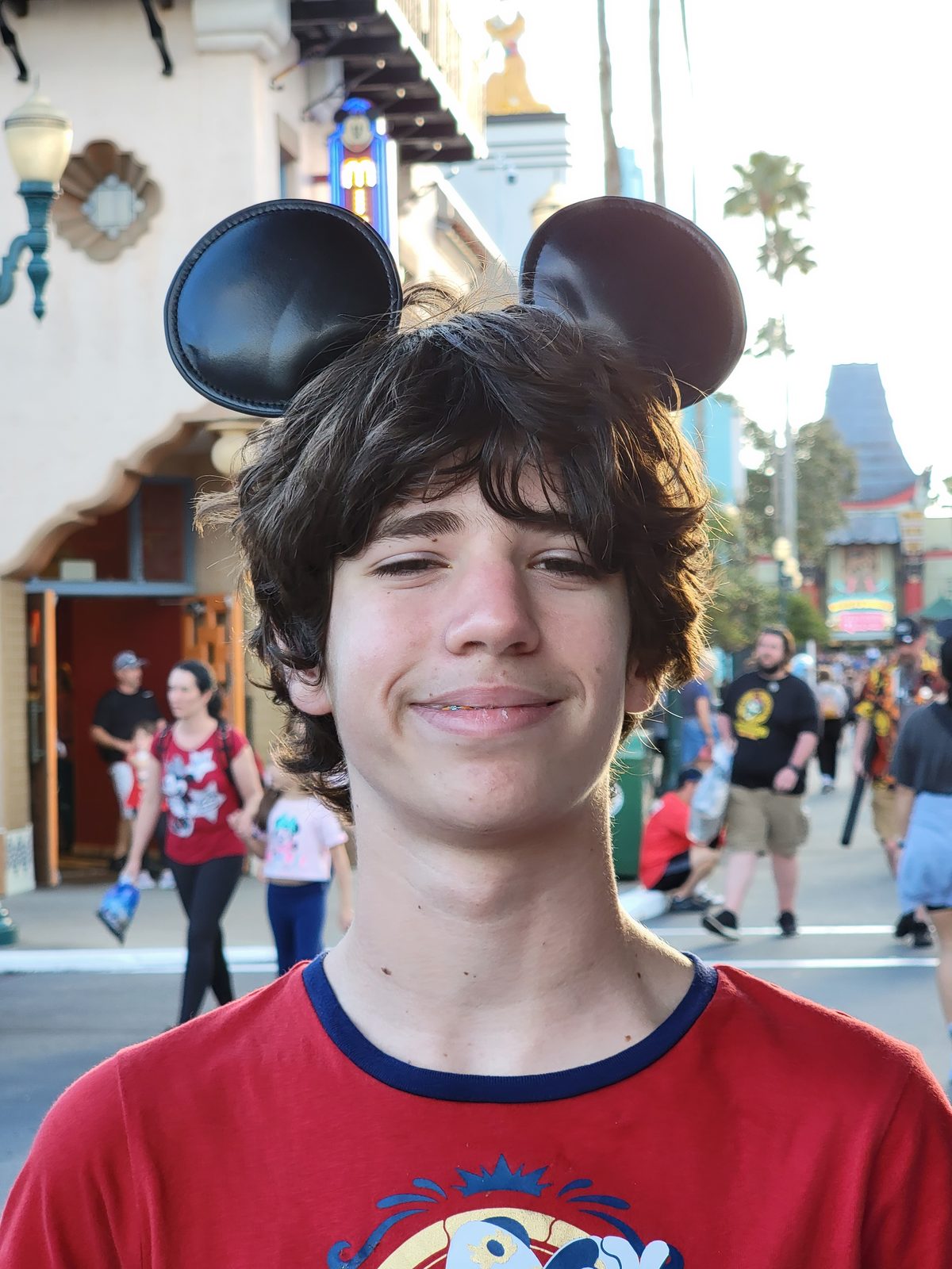 Thomas in Mickey ears on Hollywood Boulevard