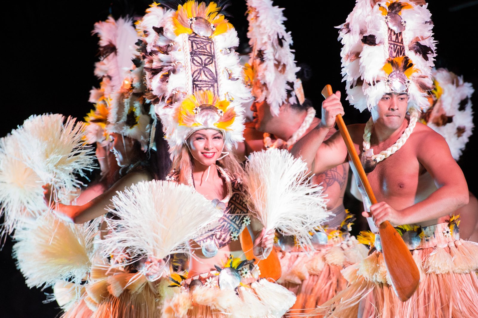 The luau performers in full costume