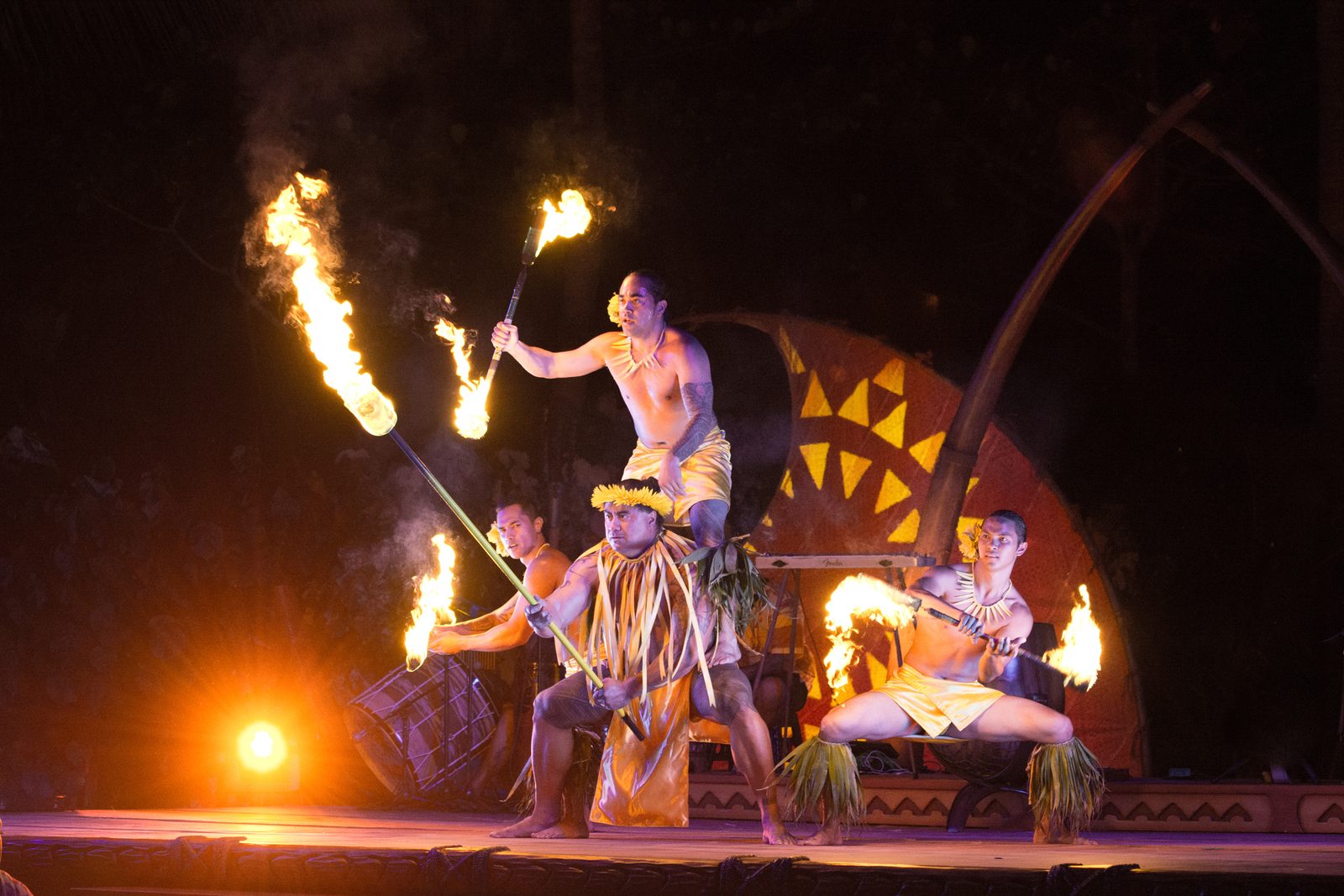The fire knife dance at the luau