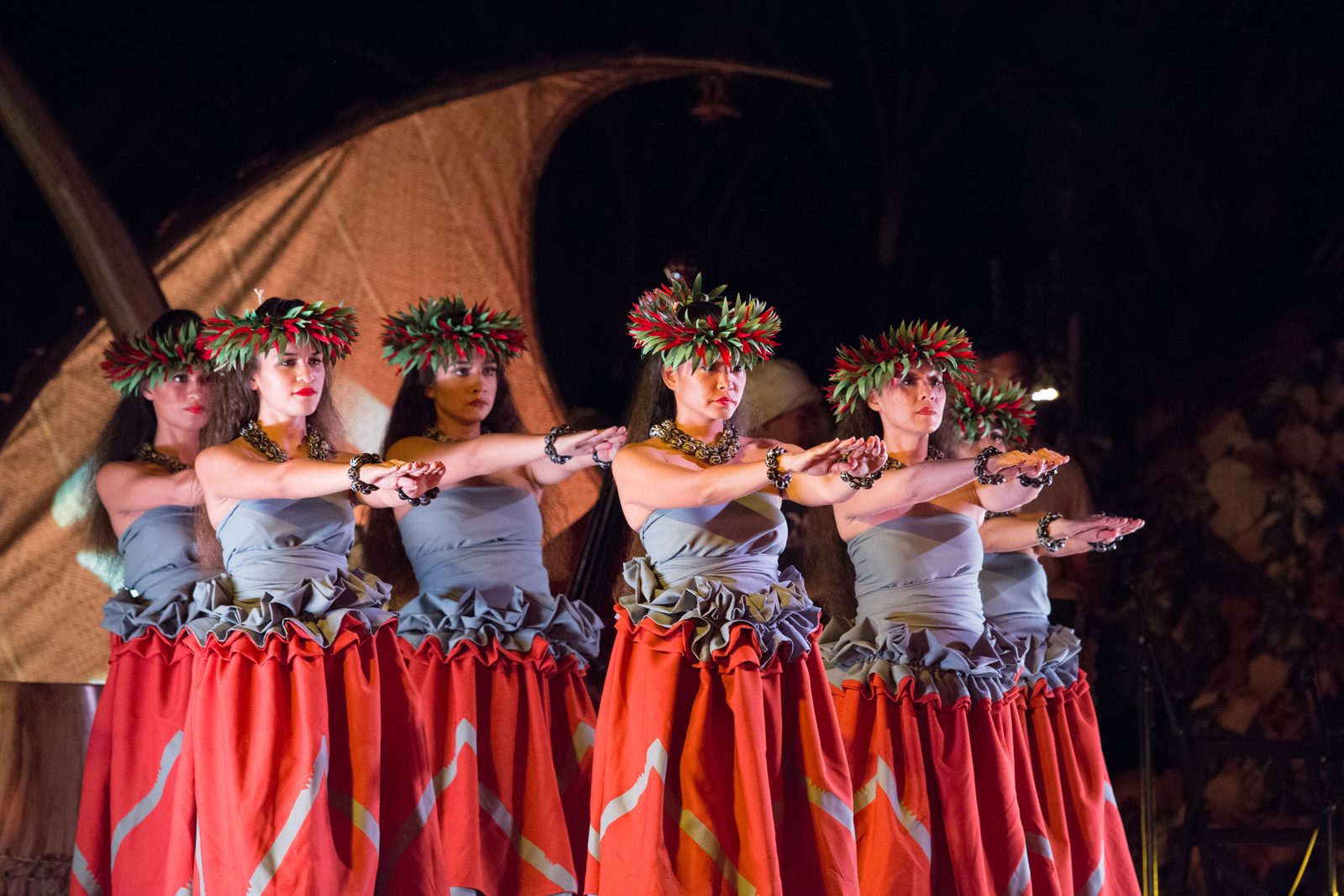 Hula dancers at the luau