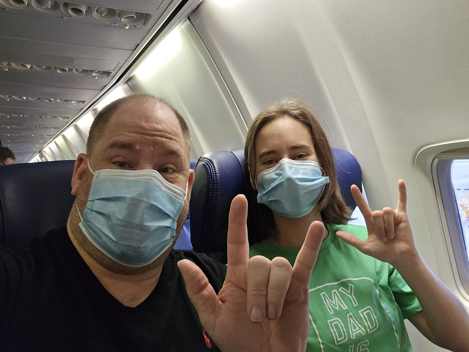 Lisa and I sign I love you before takeoff