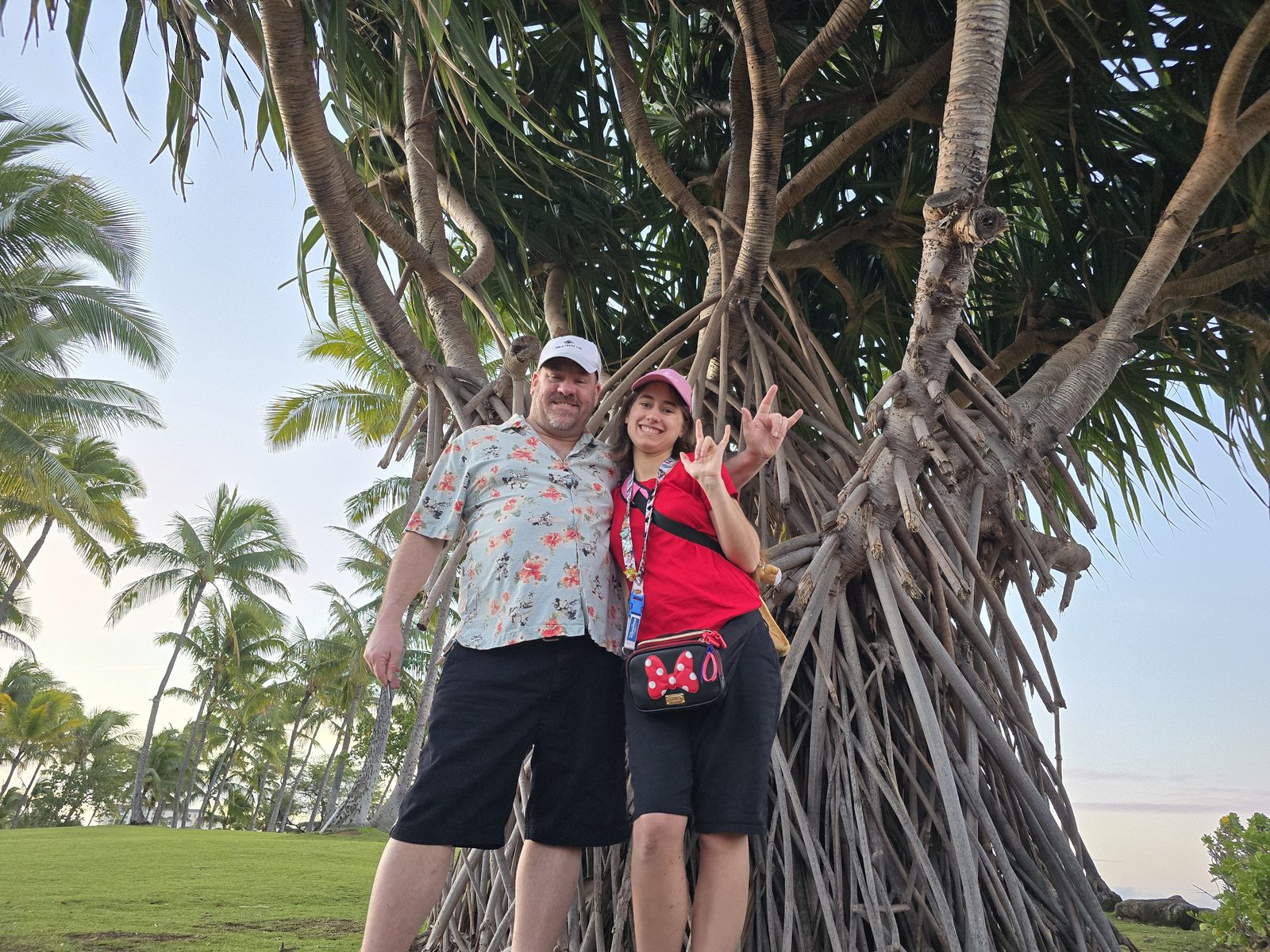Lisa and Michael under the trees by the lagoon