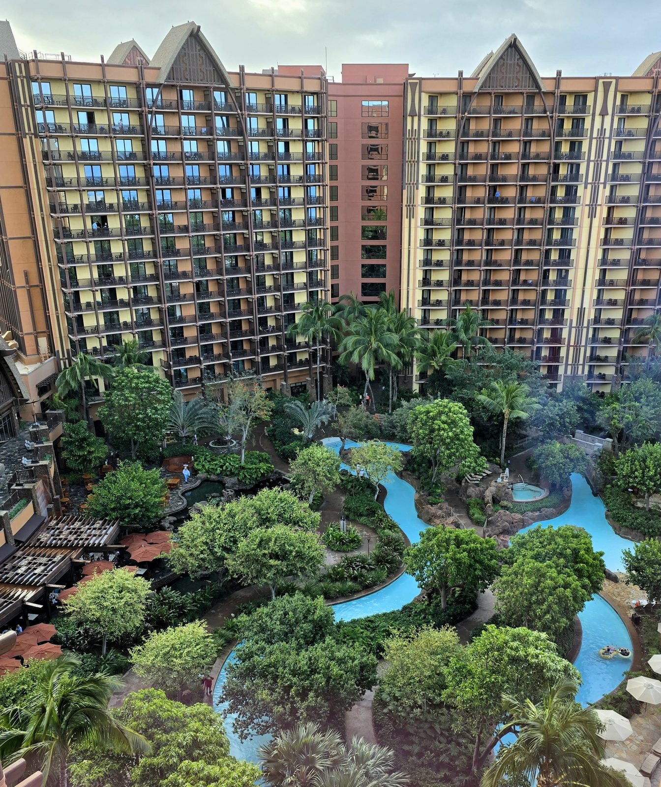 Aulani's pools and lazy river from above