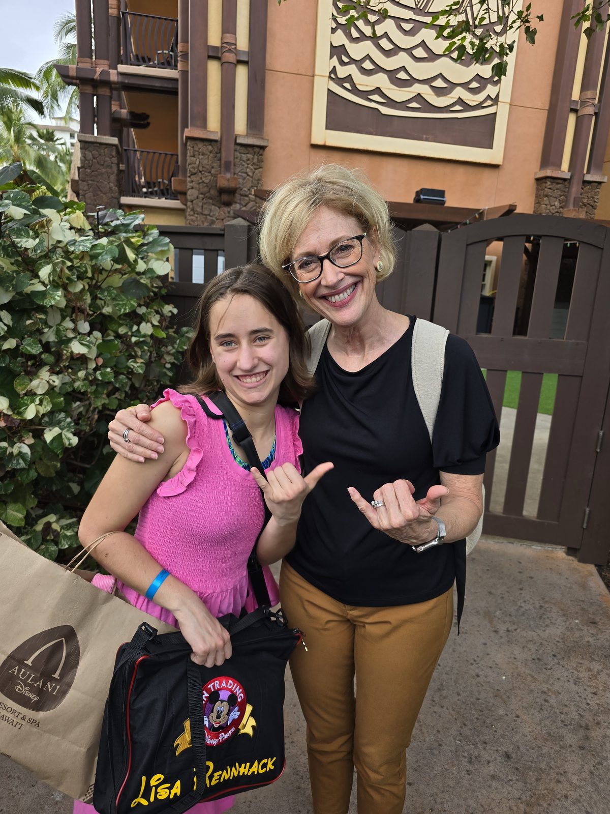 Lisa with her ASL interpreter for the luau