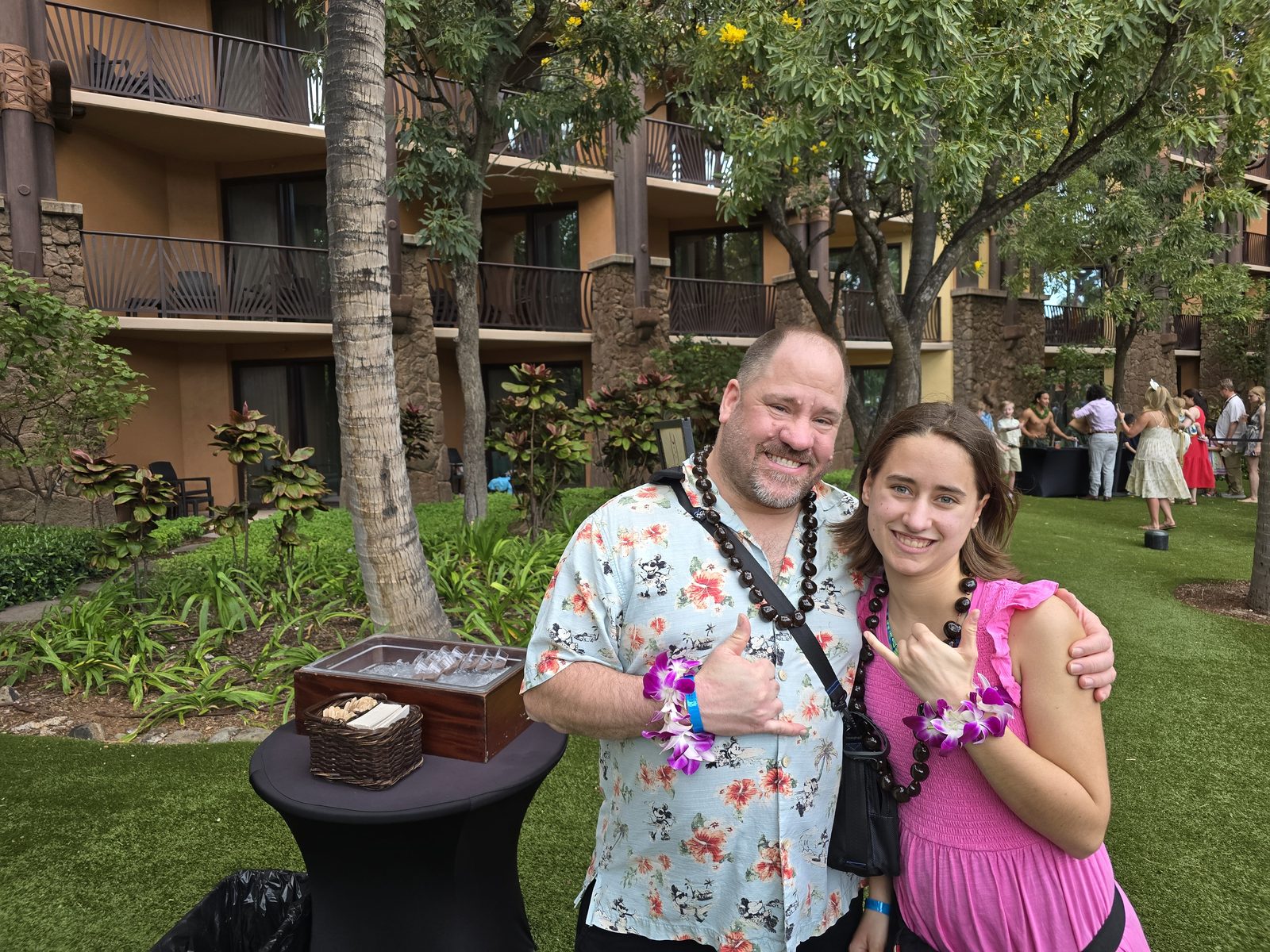 Lisa and I in our leis before the luau