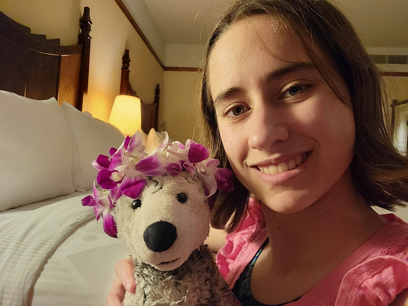 Lisa and Bob, both in their leis