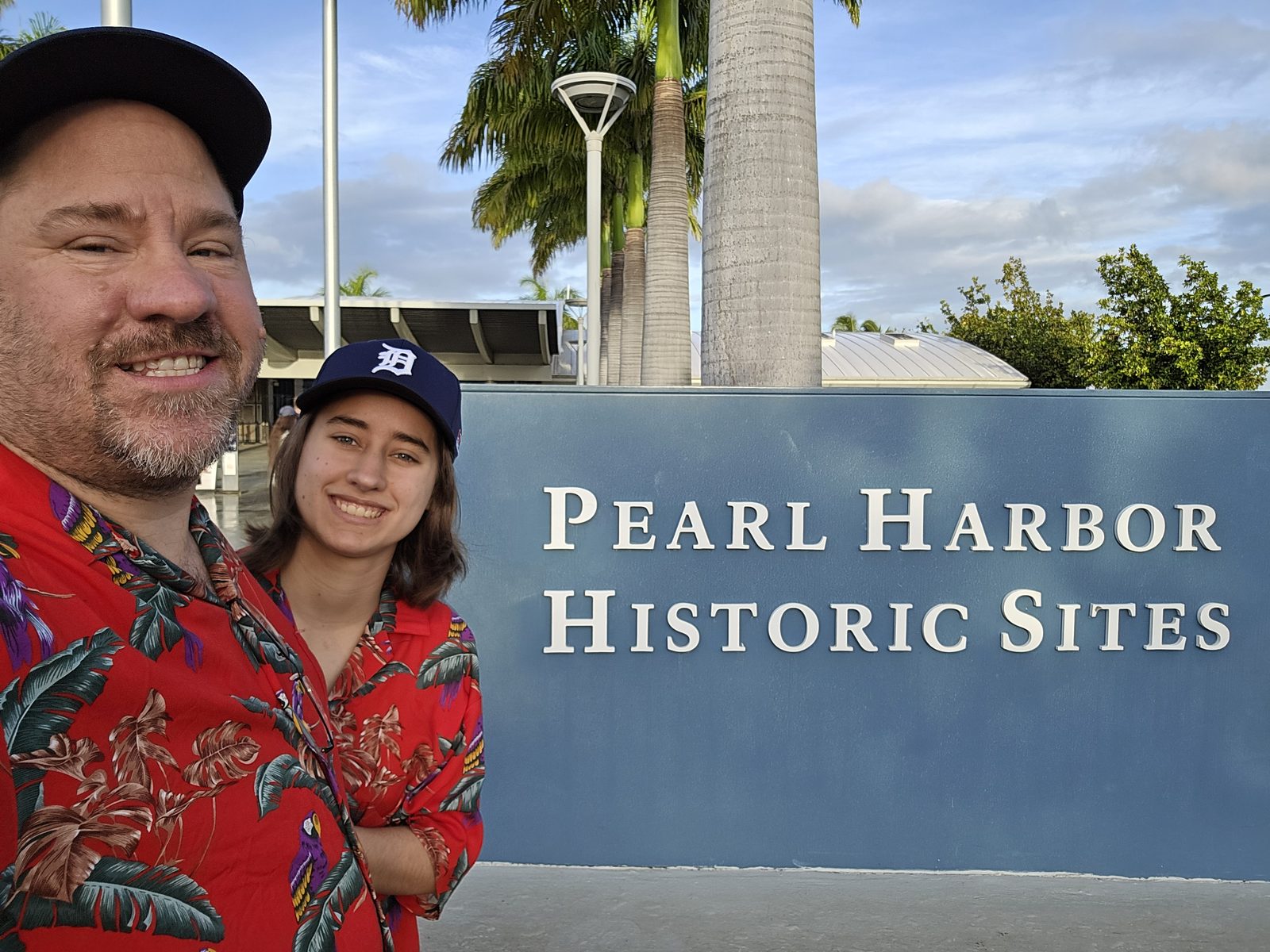 Lisa and I, dressed as Magnum PI, at Pearl Harbor