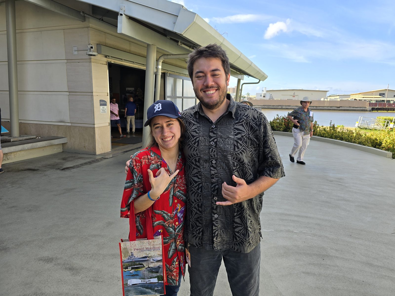Lisa with her ASL interpreter at Pearl Harbor
