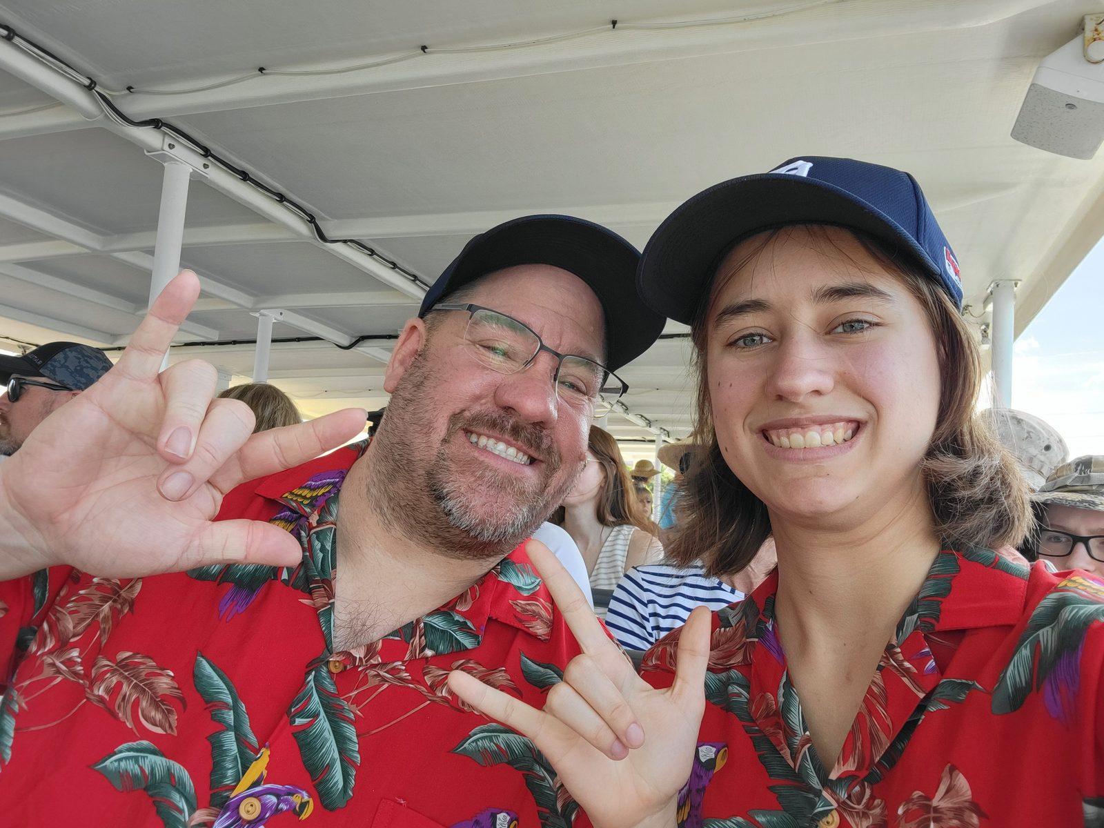 Lisa and I ride the boat out to the memorial