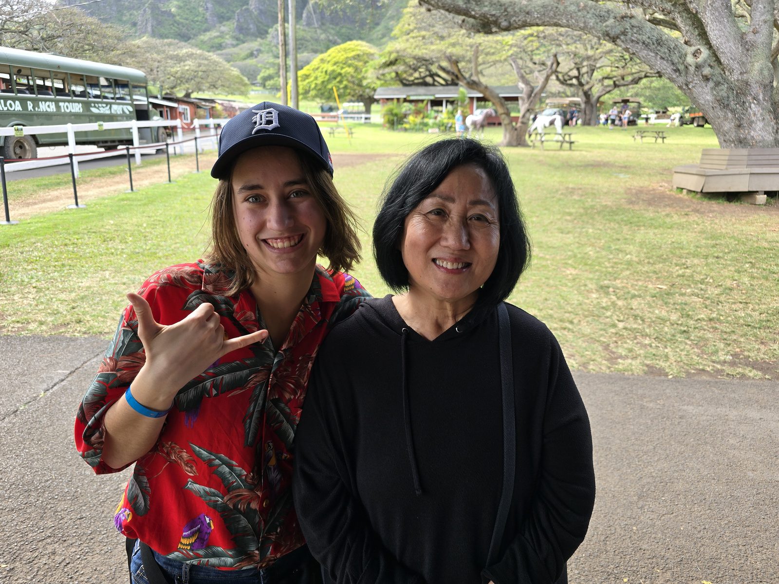 Lisa with her ASL interpreter at Kualoa Ranch