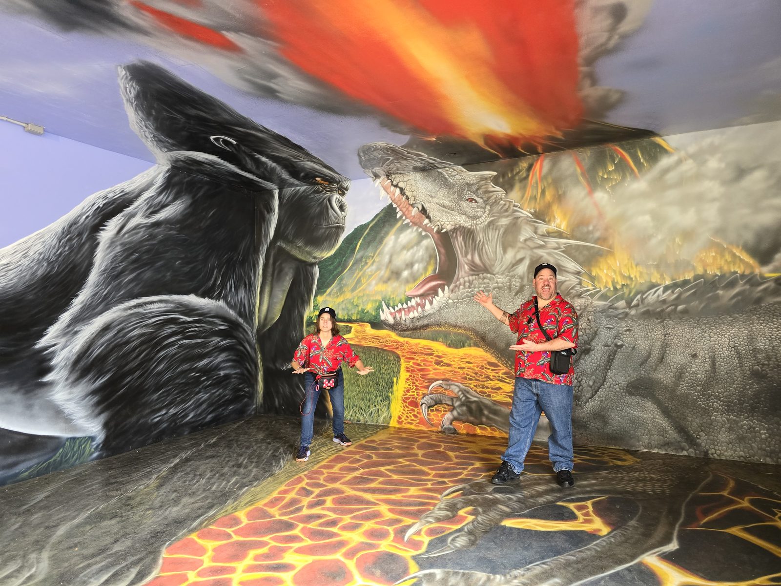 Lisa and I posed against the Kong mural