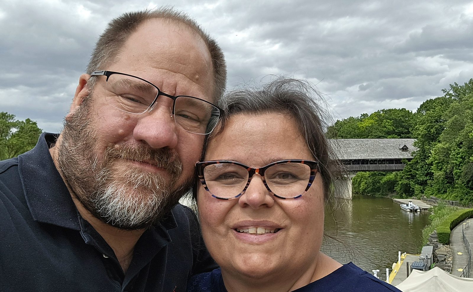 Kathy and me at the covered bridge