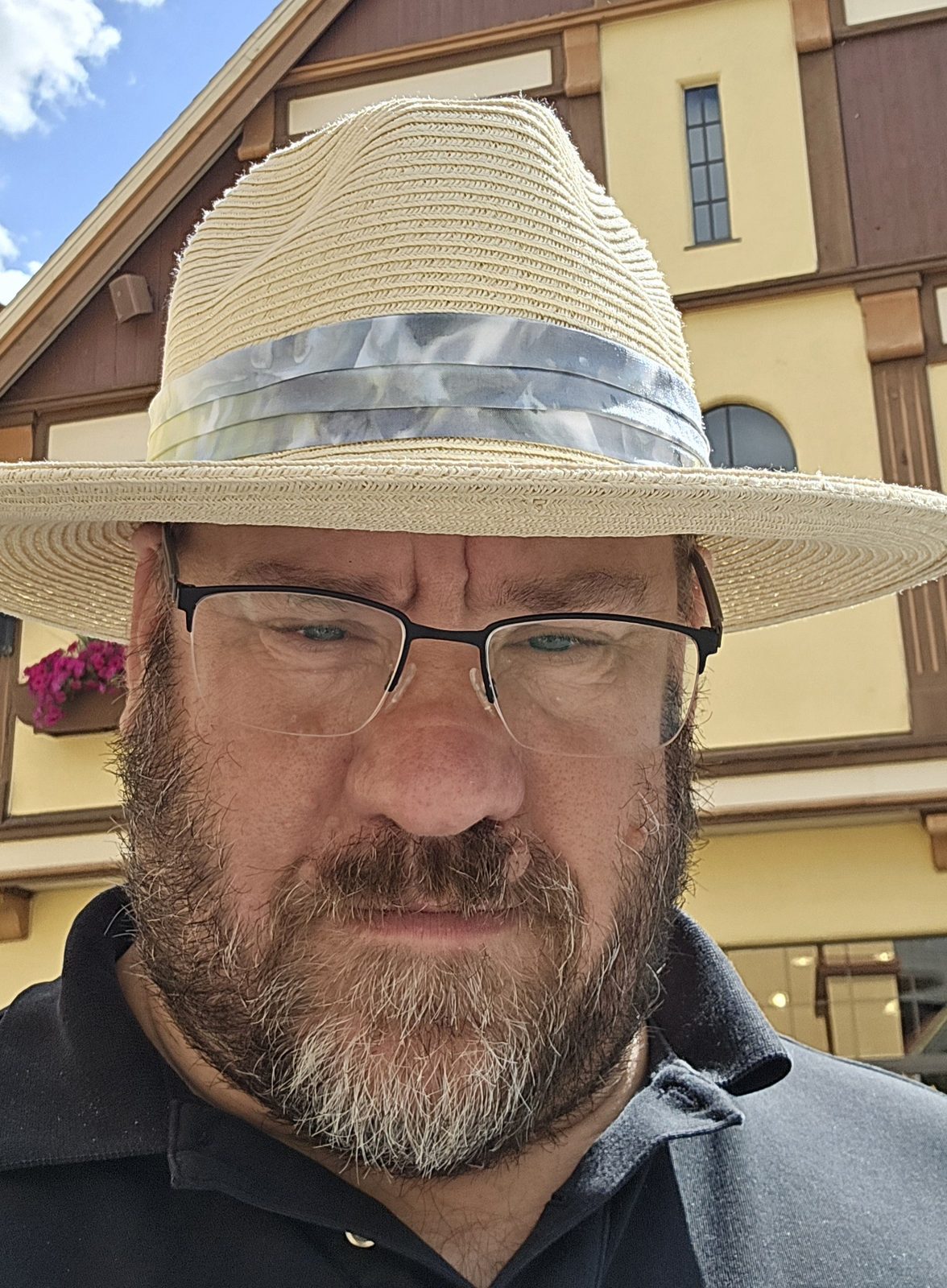 Trying on a Bavarian hat