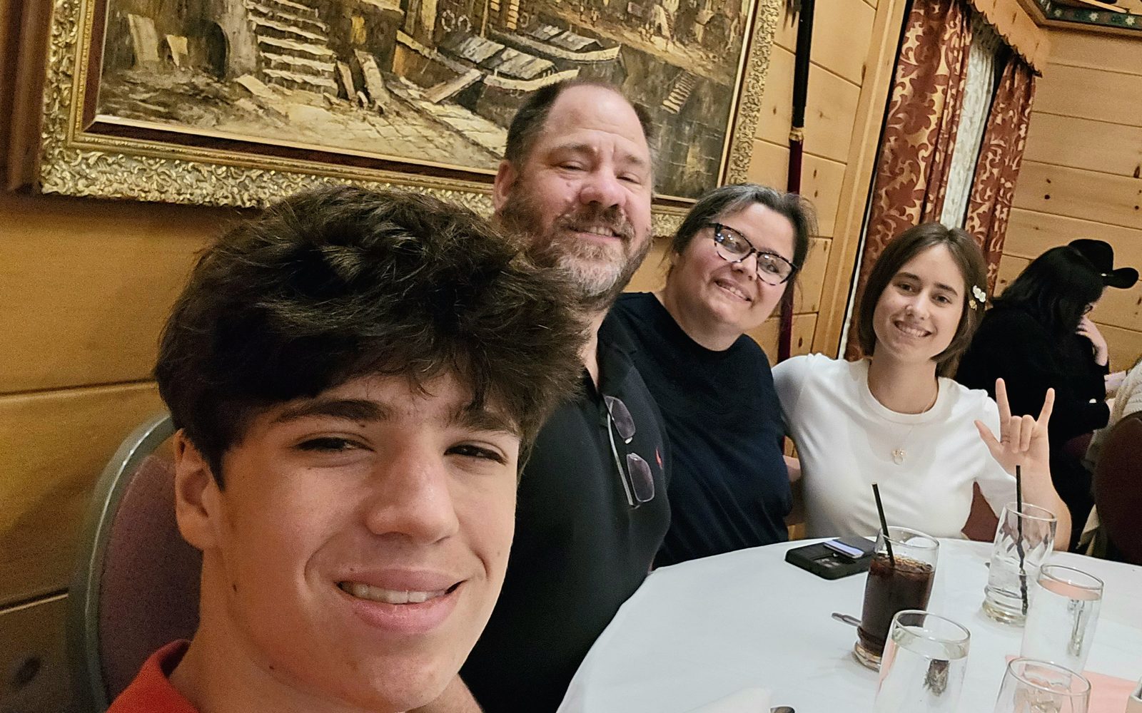 All four of us at dinner in the Austrian Room
