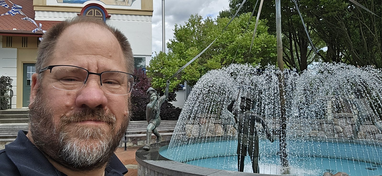 My selfie by the fountain, Frankenmuth