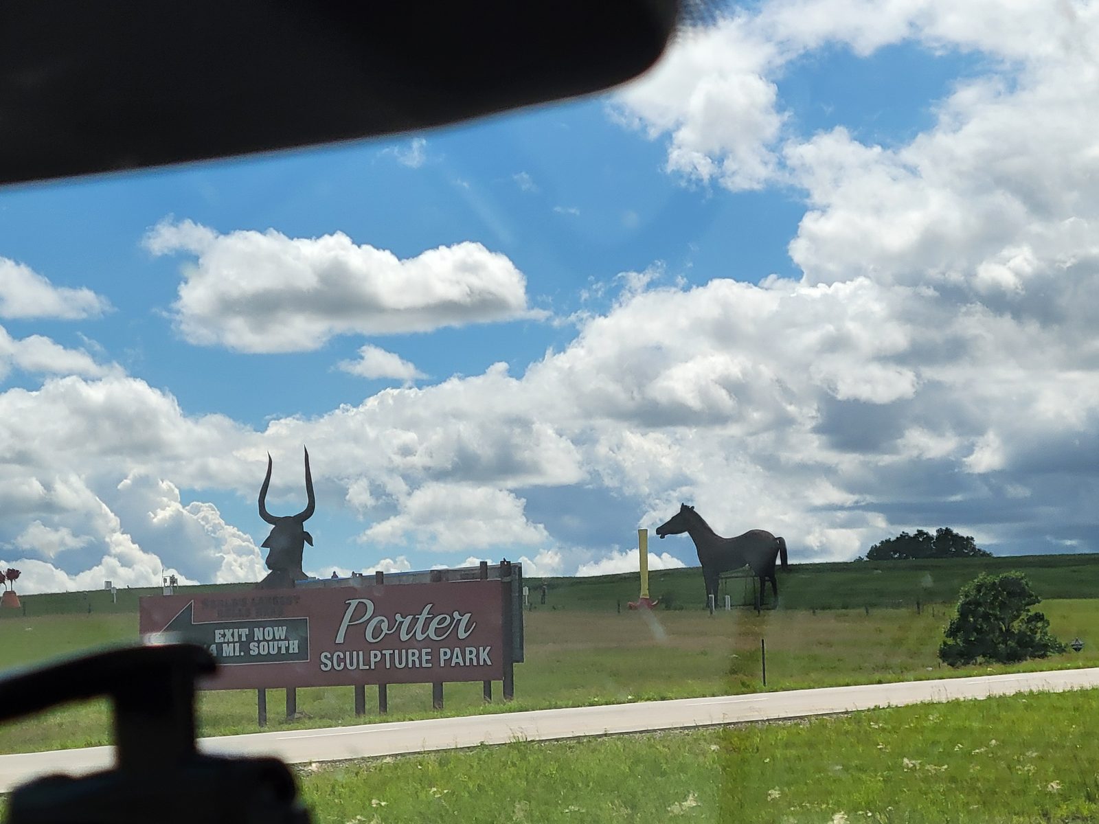 The giant bull at Porter Sculpture Park
