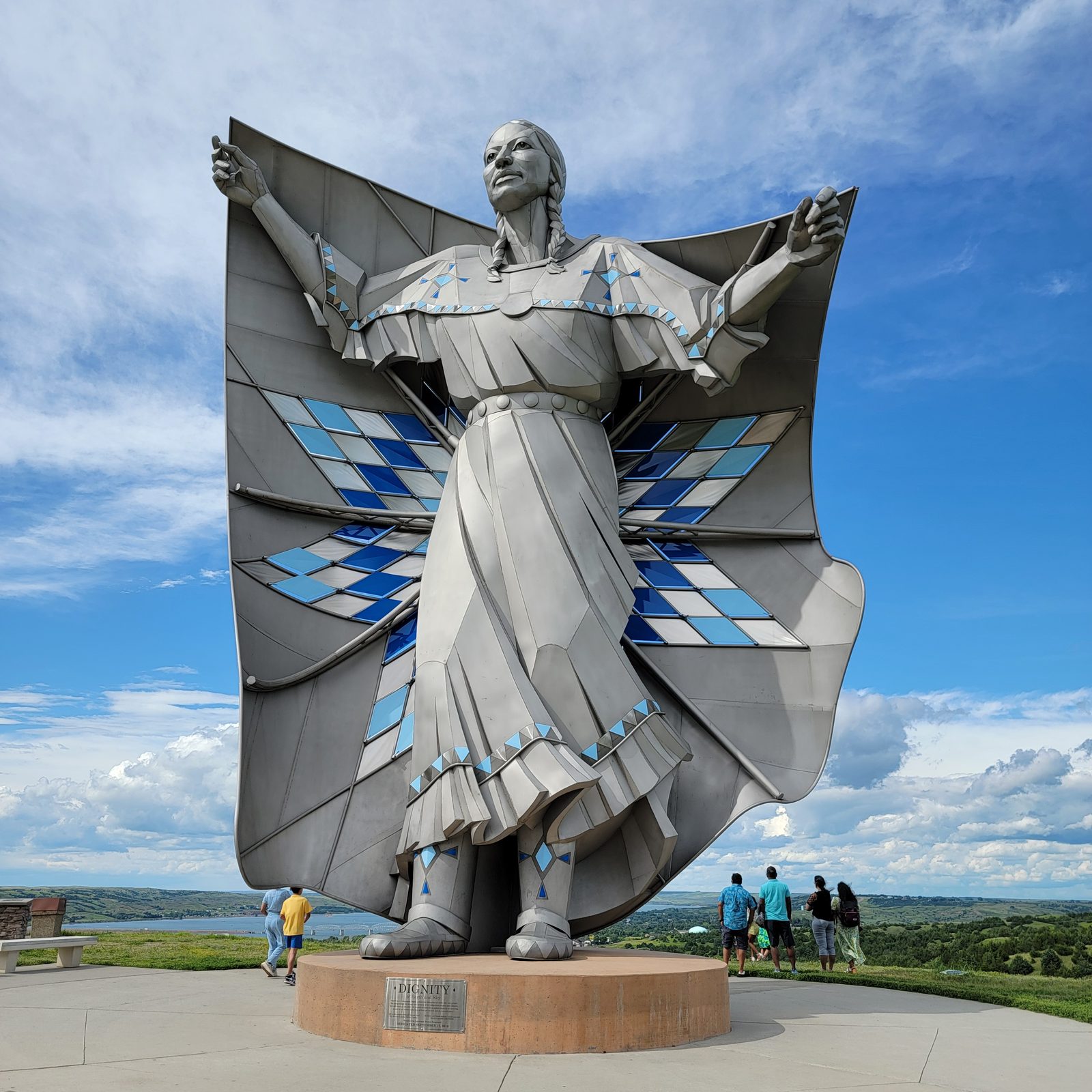 The Dignity statue above the Missouri River