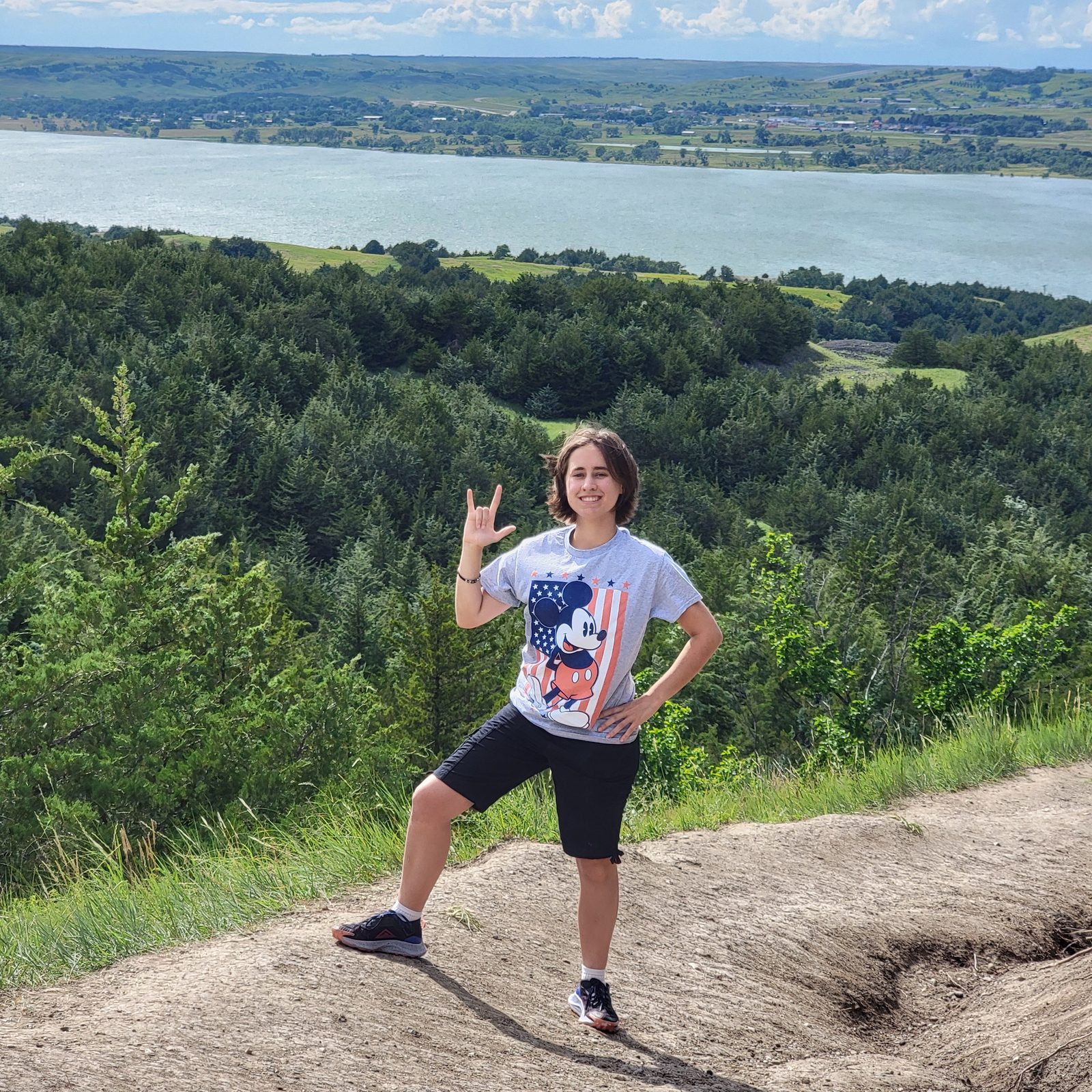 Lisa on the bluff above the Missouri River