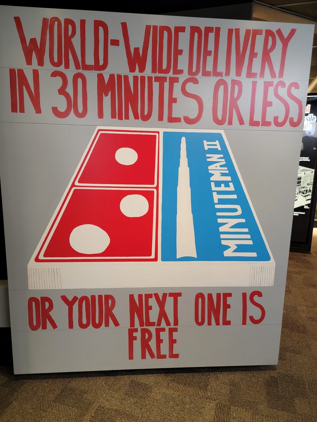 The Minuteman II delivery sign in the missile site museum