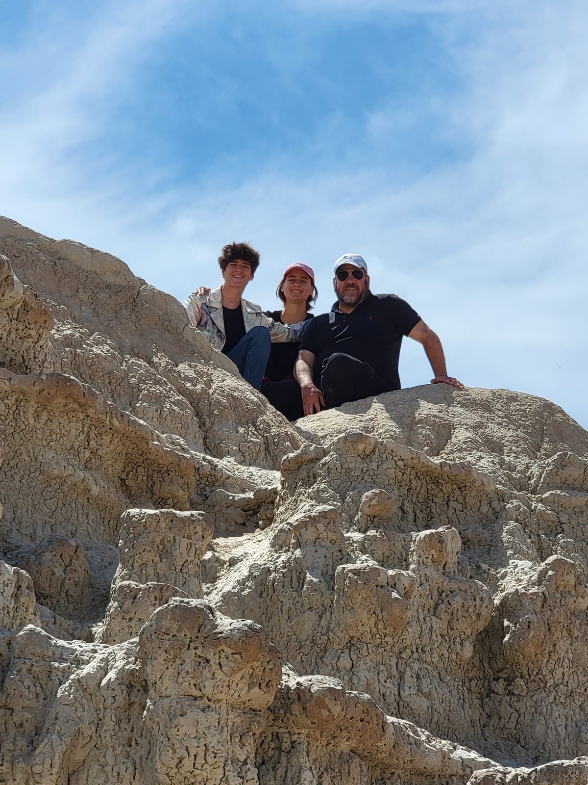 Thomas, Lisa and Michael up on the rocks in the Badlands
