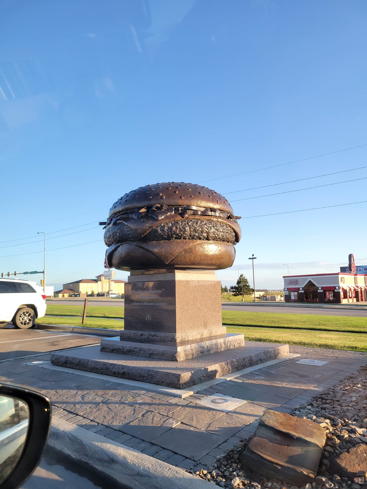 A giant Quarter Pounder greeted us on the road