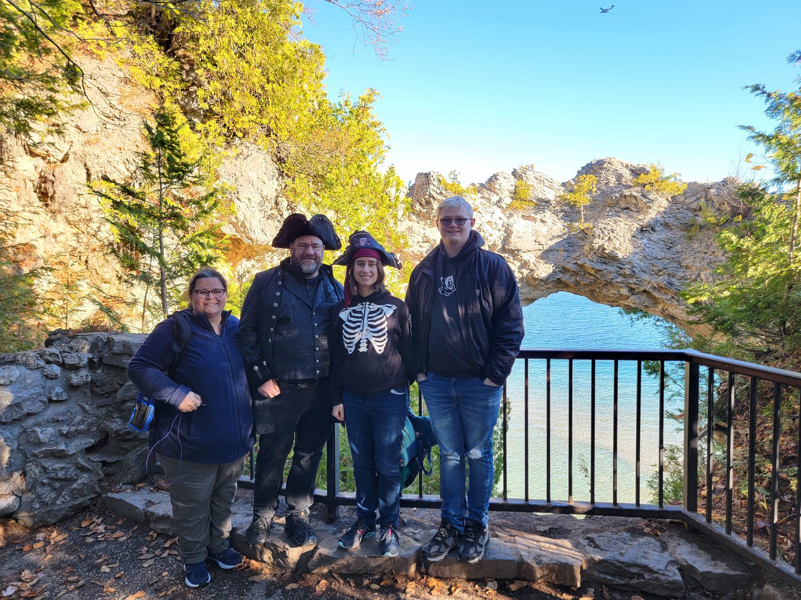 We stopped for a group photo at Arch Rock's overlook