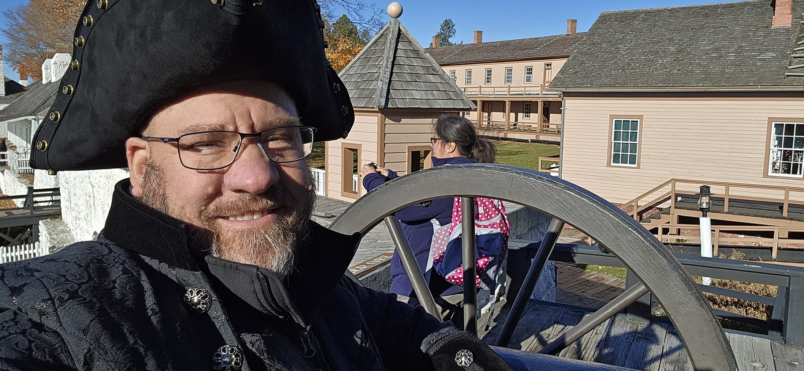 Playing pirate reenactor at Fort Mackinac's cannon