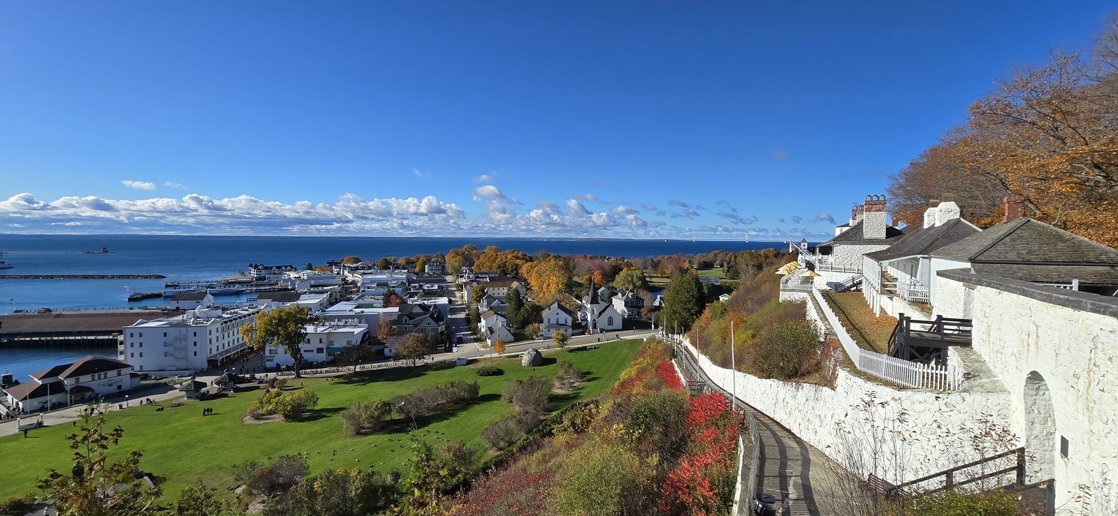The town and harbor from Fort Mackinac