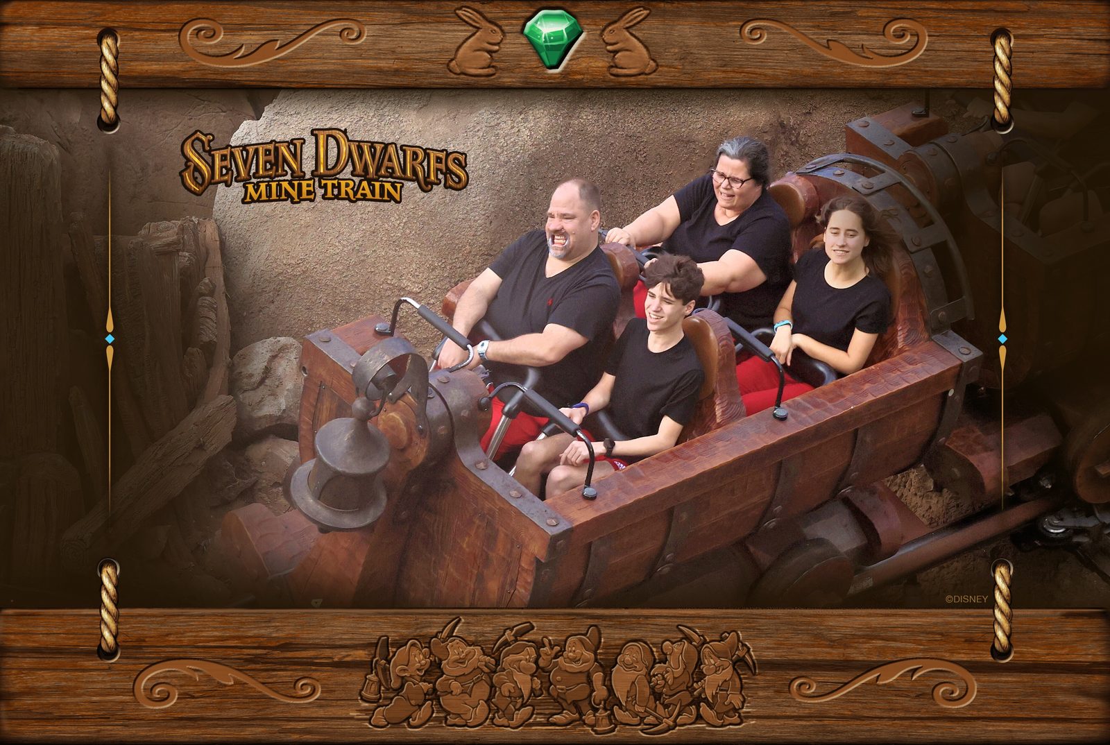 All of us riding the Seven Dwarfs Mine Train