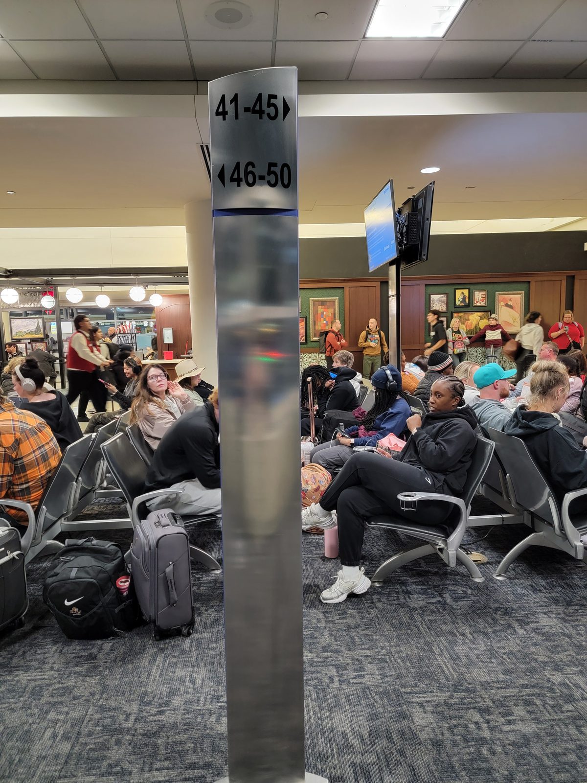 Waiting at the gate for our flight to Orlando