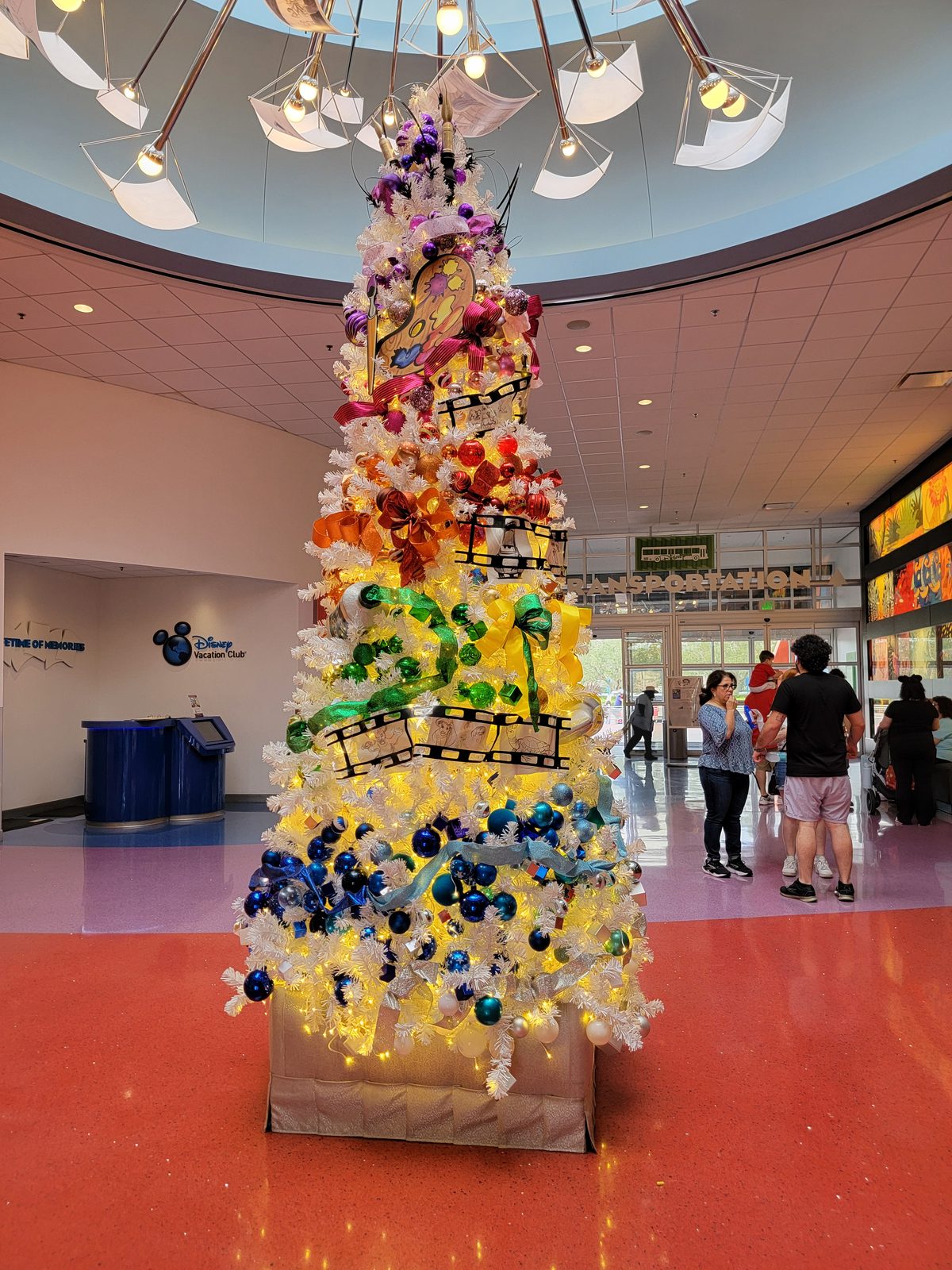 The rainbow Christmas tree at Art of Animation